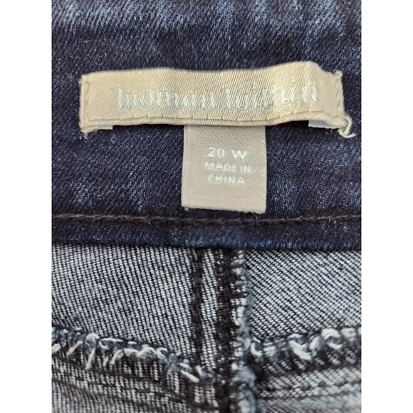 Woman Within Blue Dark Wash Pull On Tapered Leg Stretch Denim Comfort-SZ 20W - Picture 7 of 7